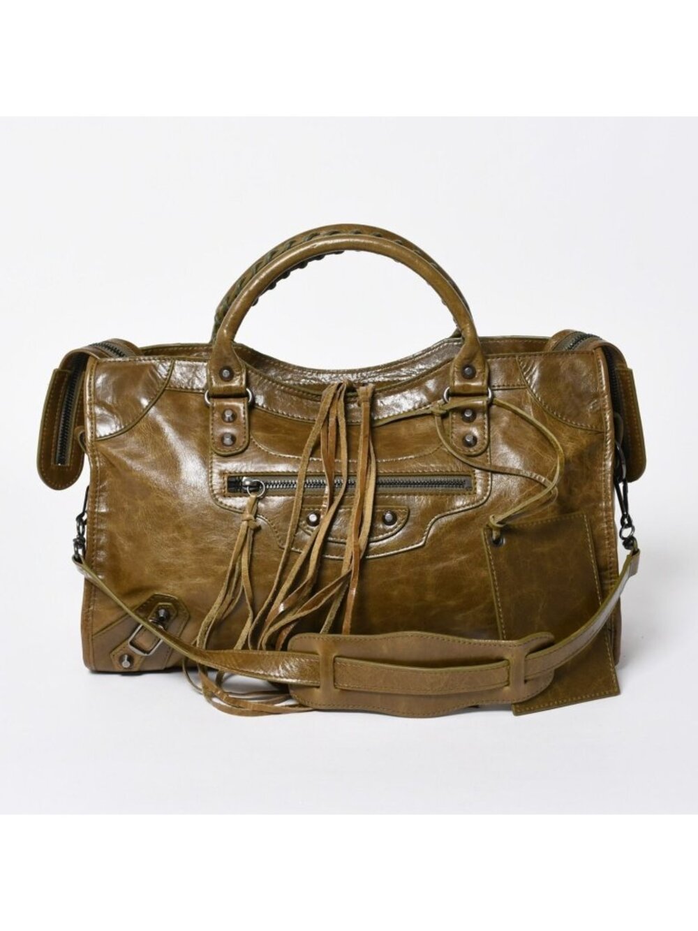 Balenciaga the City Handbag Khaki Olive Silver